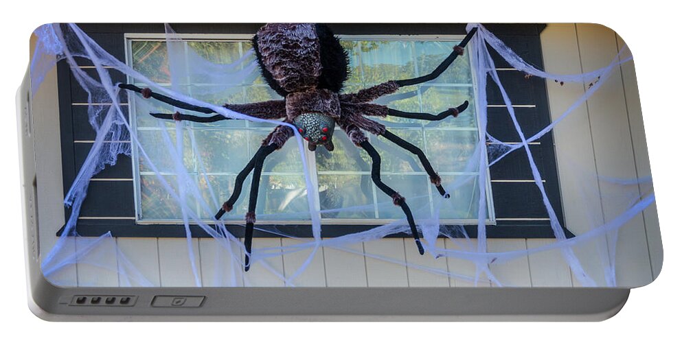 Spider Portable Battery Charger featuring the photograph Large Scary Spider by Garry Gay