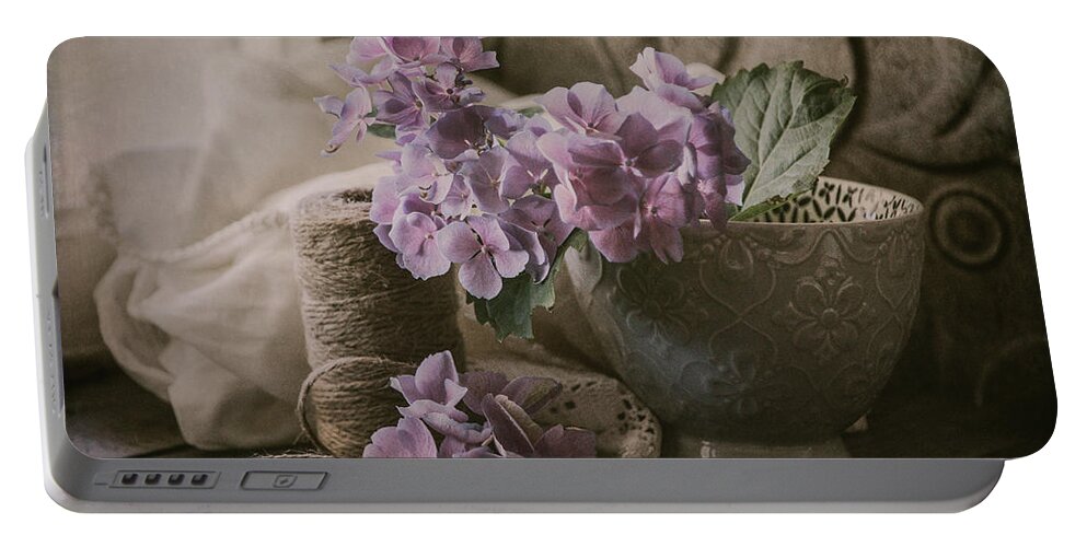 Hydrangea Portable Battery Charger featuring the photograph Last of the Hydrangeas by Teresa Wilson
