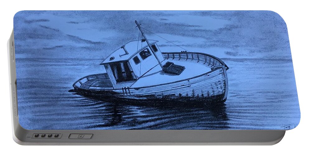 Boat Portable Battery Charger featuring the drawing Last Voyage by Tony Clark