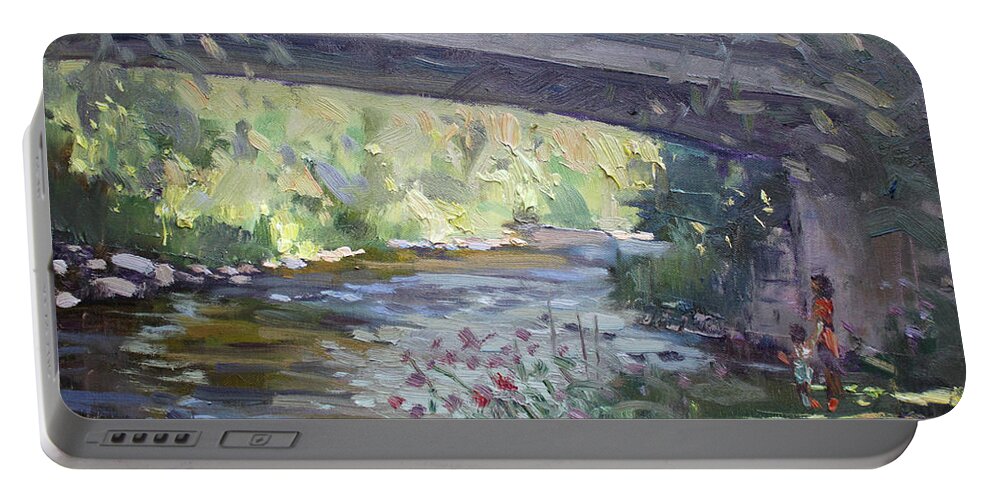 Late Afternoon Portable Battery Charger featuring the painting Late Afternoon at McNab Park by Ylli Haruni