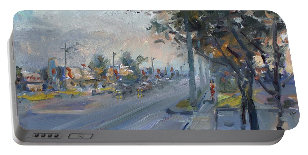 Late Evening Portable Battery Charger featuring the painting Late Evening in Guelph Street Georgetown by Ylli Haruni