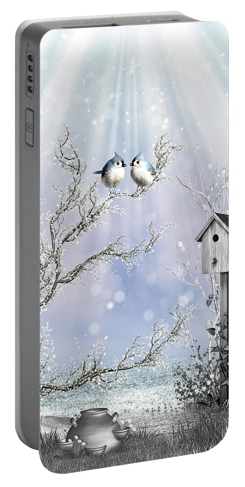 Nature Portable Battery Charger featuring the digital art Late Snow by John Junek