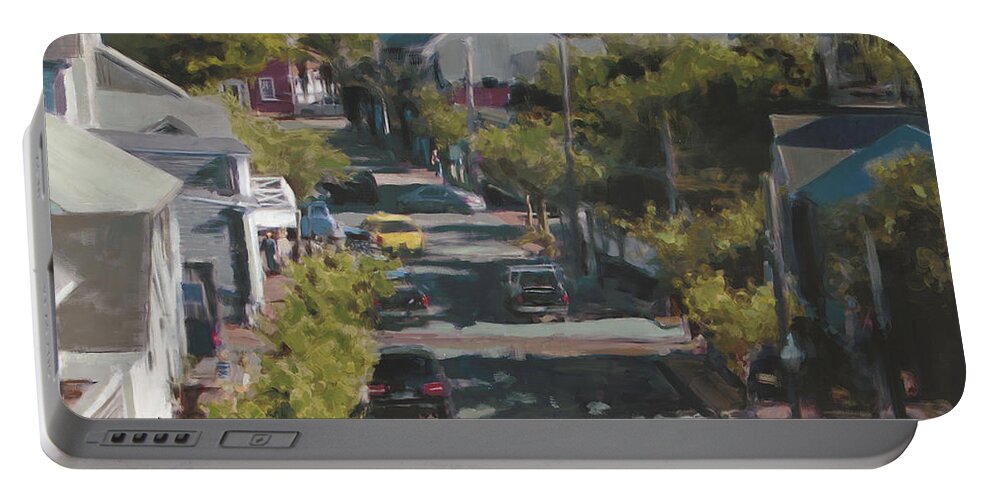 Cityscape Portable Battery Charger featuring the painting Late Summer Nantucket by Thomas Tribby