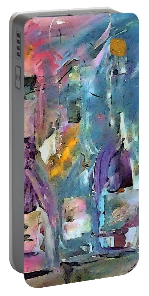 Wine Portable Battery Charger featuring the painting Laugher And Cheer by Lisa Kaiser