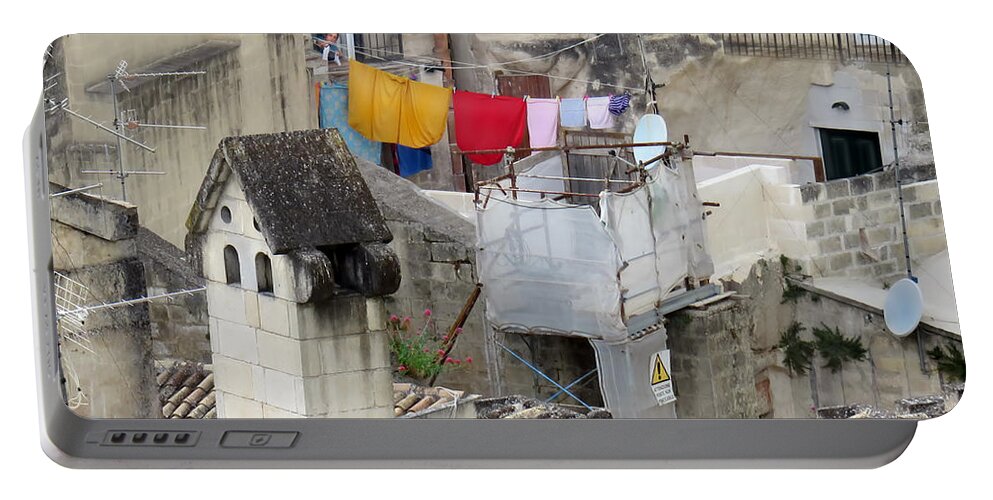 Matera Portable Battery Charger featuring the photograph Laundry Day in Matera.Italy by Jennie Breeze