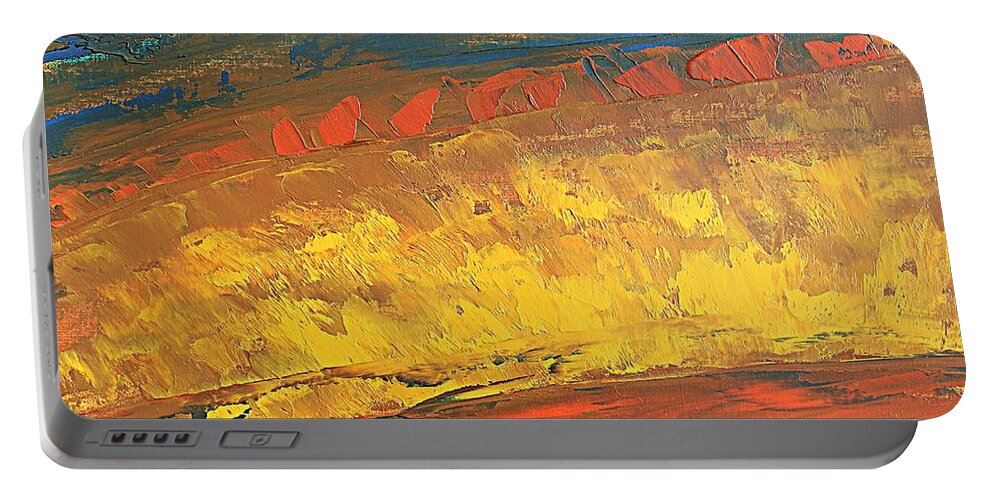 Landscape Portable Battery Charger featuring the painting Lava flow by Norma Duch