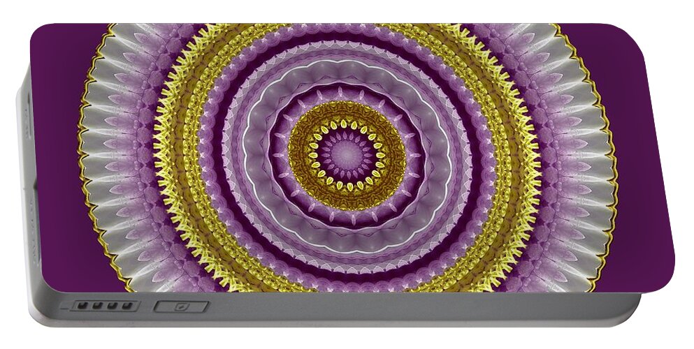 Water Lily Portable Battery Charger featuring the digital art Lavender and Gold Lace by Lynde Young