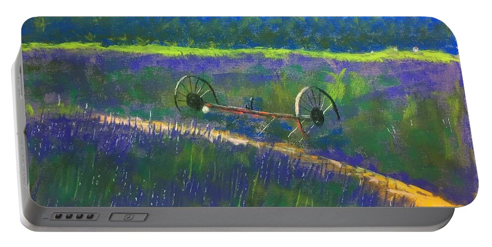 Lavender Fields Portable Battery Charger featuring the painting Lavender Fair by Ruben Carrillo