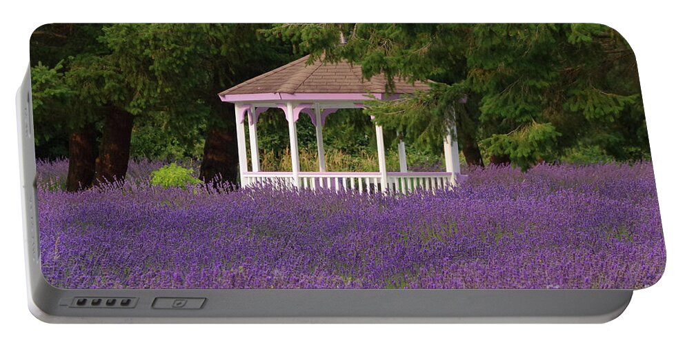 Gazebo Portable Battery Charger featuring the photograph Lavender Gazebo by Louise Magno
