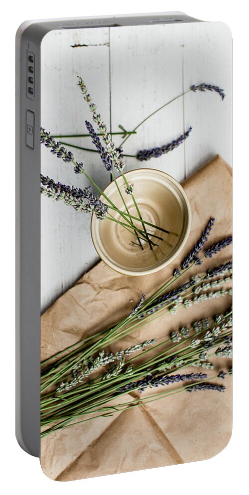 Basil Portable Battery Charger featuring the photograph Lavender Still Life 1 by Rebecca Cozart