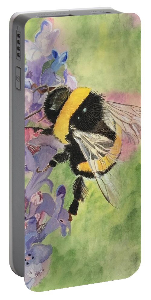 Lavender Portable Battery Charger featuring the painting Lavender Visitor by Sonja Jones