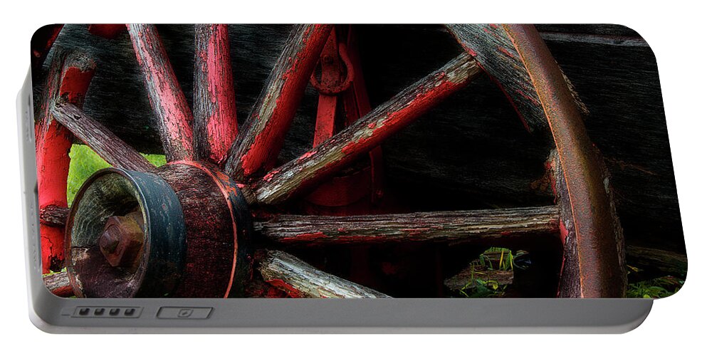 Antique Wagon Portable Battery Charger featuring the photograph Lawn Ornament 2 by Mike Eingle