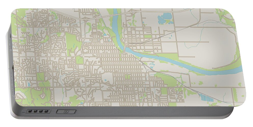 Lawrence Portable Battery Charger featuring the digital art Lawrence Kansas US City Street Map by Frank Ramspott