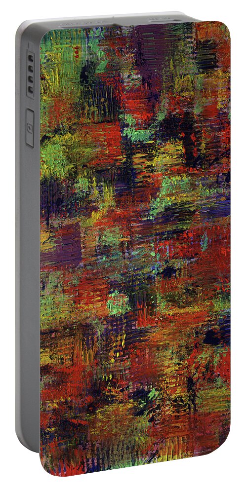 Abstract Portable Battery Charger featuring the painting Layers of Life by Angela Bushman