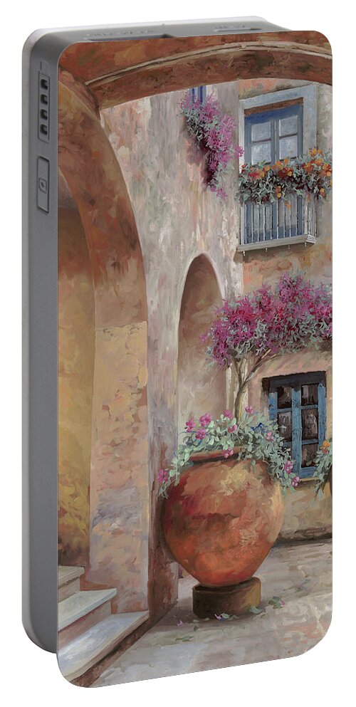 Arcade Portable Battery Charger featuring the painting Le Arcate In Cortile by Guido Borelli