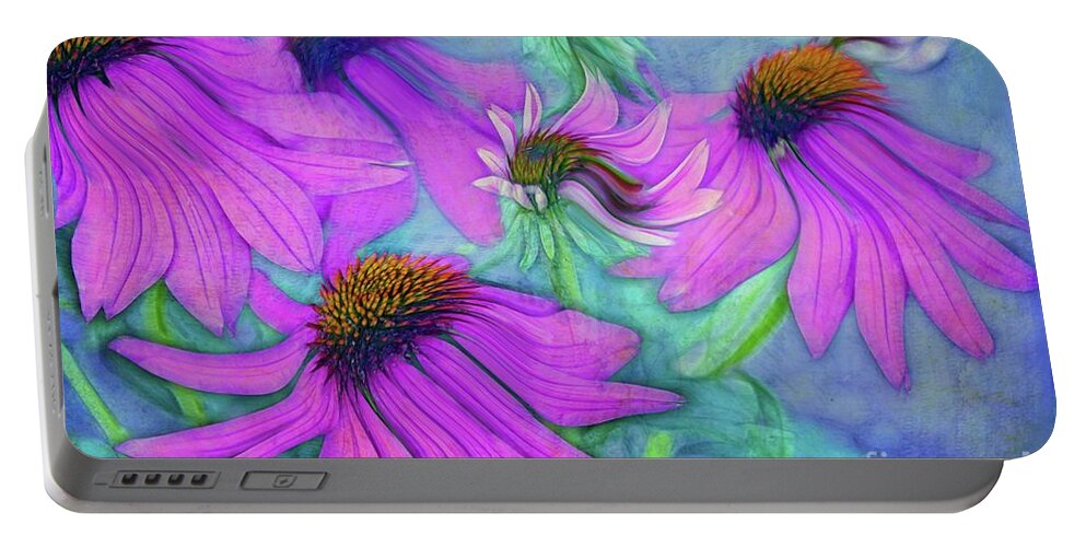 Floral Portable Battery Charger featuring the digital art Le Clan des Cinq - a29a by Variance Collections