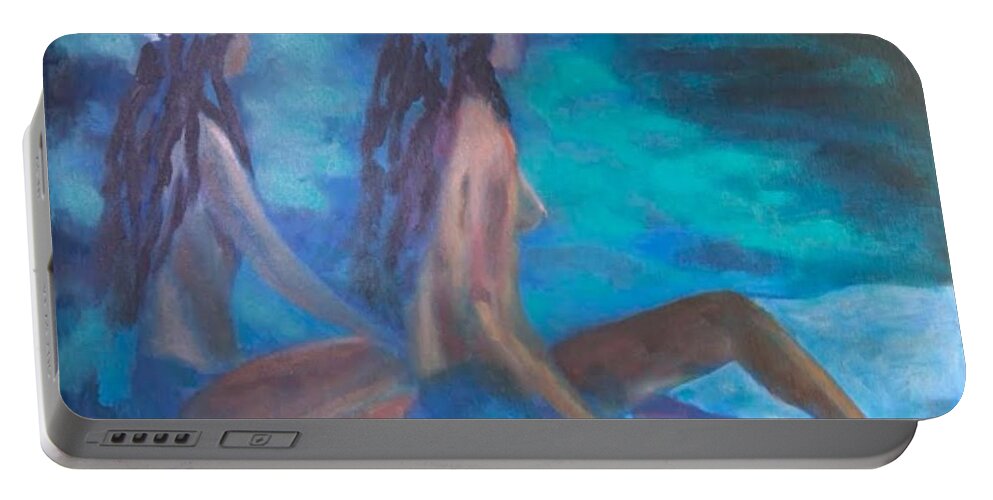 Hawaiian Girls Portable Battery Charger featuring the painting Le Hawaiane by Enrico Garff