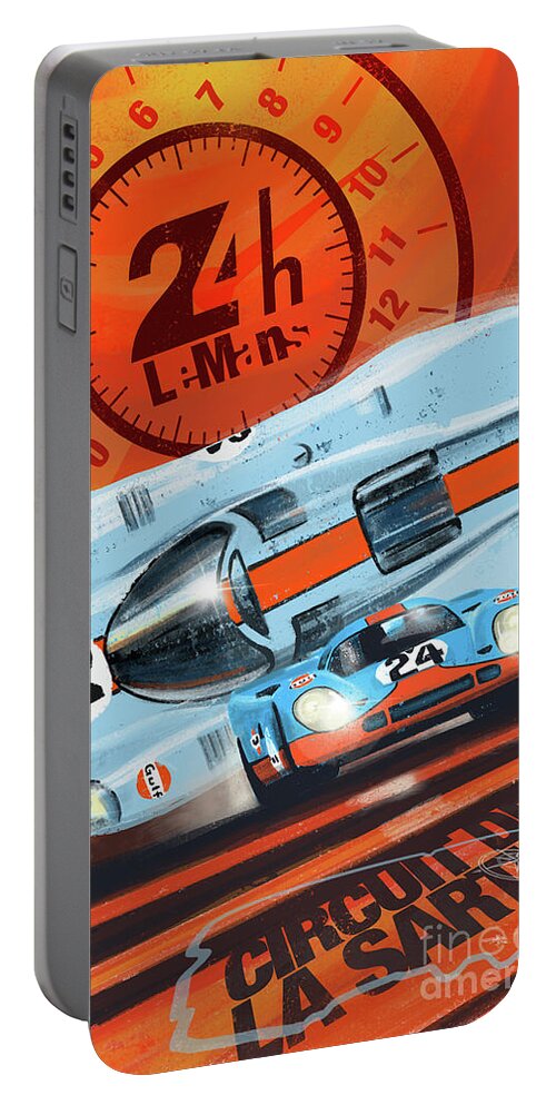 Le Mans Portable Battery Charger featuring the painting Le Mans 24H by Sassan Filsoof