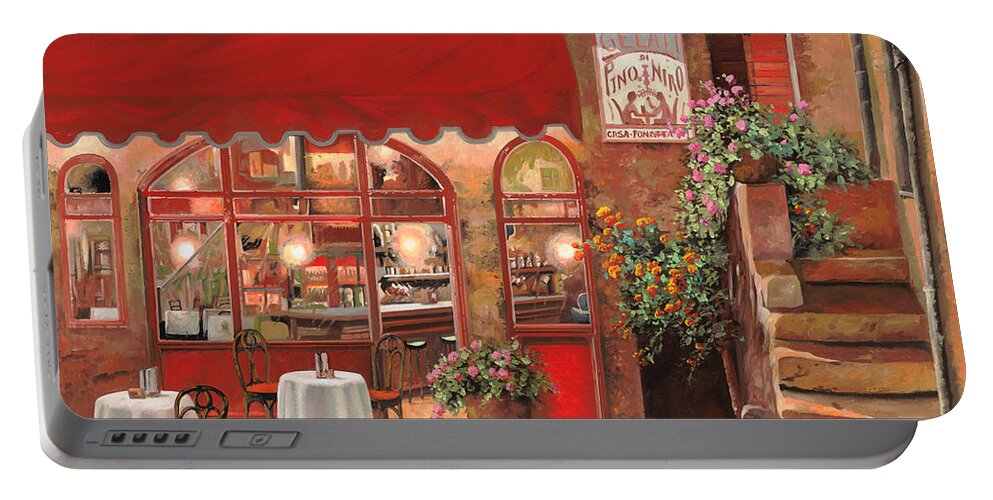 Caffe Portable Battery Charger featuring the painting Le Rendez Vous by Guido Borelli