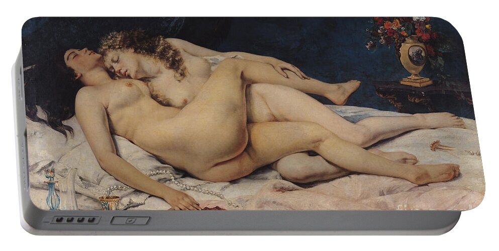 Love Portable Battery Charger featuring the painting Sleep by Gustave Courbet by Gustave Courbet