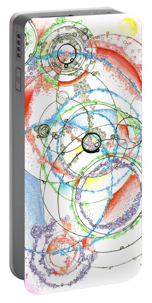 Abstract Portable Battery Charger featuring the drawing Leaky realities by Regina Valluzzi