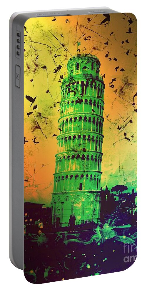 Leaning Tower Of Pisa Portable Battery Charger featuring the digital art Leaning Tower of Pisa 32 by Marina McLain