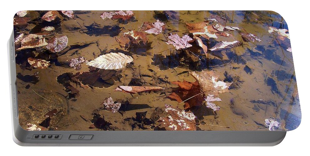 Leaves Portable Battery Charger featuring the photograph Leaves In Water by Wolfgang Schweizer