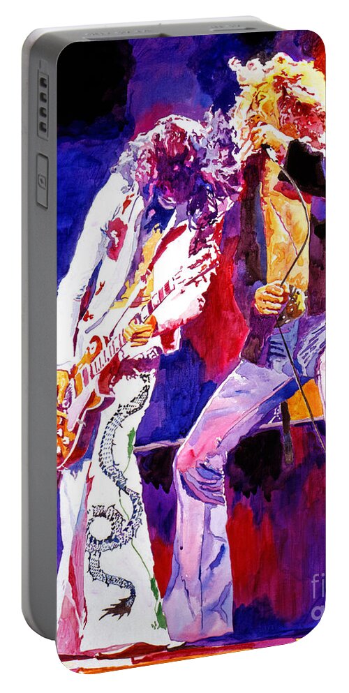 Led Zeppelin Portable Battery Charger featuring the painting Led Zeppelin - Page and Plant by David Lloyd Glover