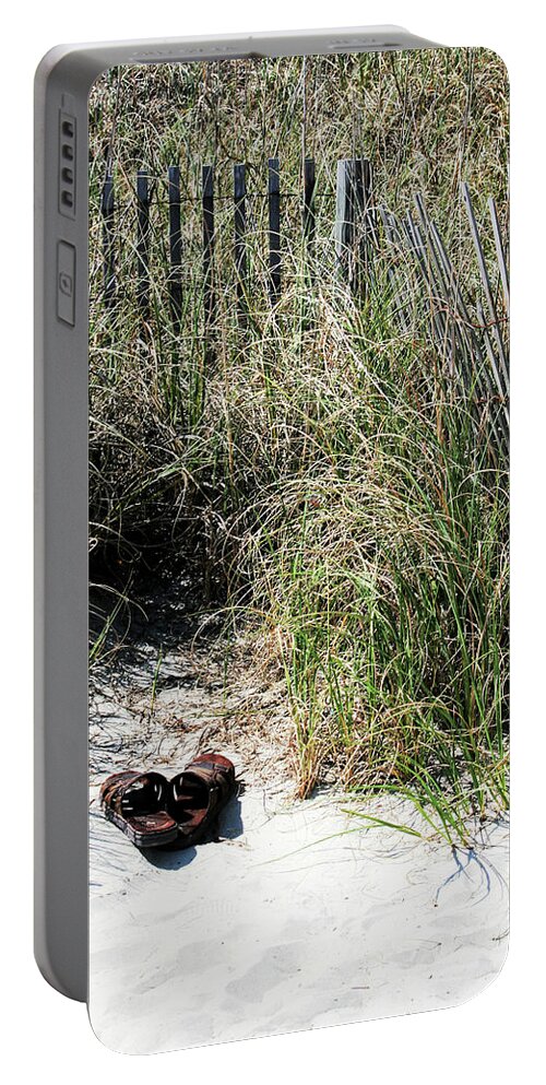 Fence Portable Battery Charger featuring the photograph Left Behind by Cathy Harper