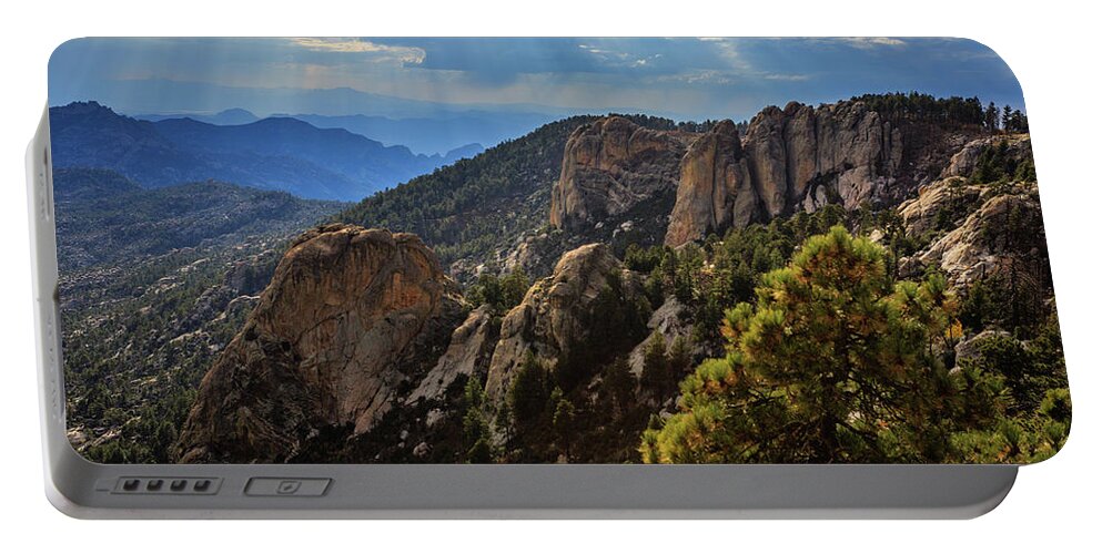 Catalina Mountains Portable Battery Charger featuring the photograph Lemmon Rock Outlook by Dennis Swena