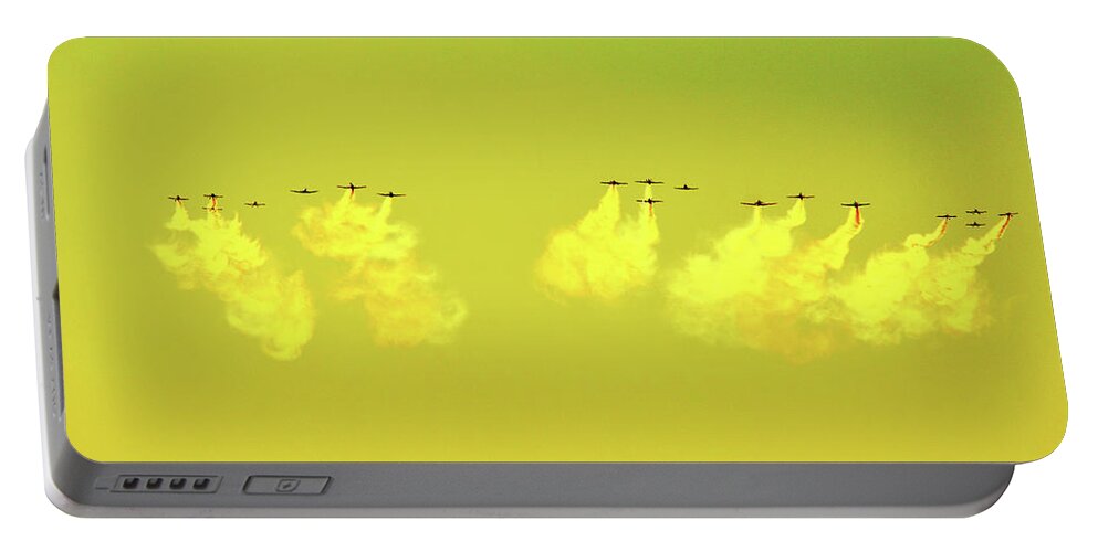 Air Show Portable Battery Charger featuring the photograph Lemon-Lime Skies by Robert Lowe