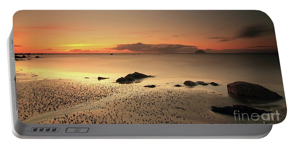 Ailsa Craig Portable Battery Charger featuring the photograph Lendalfoot Sunset Ref8962 by Maria Gaellman