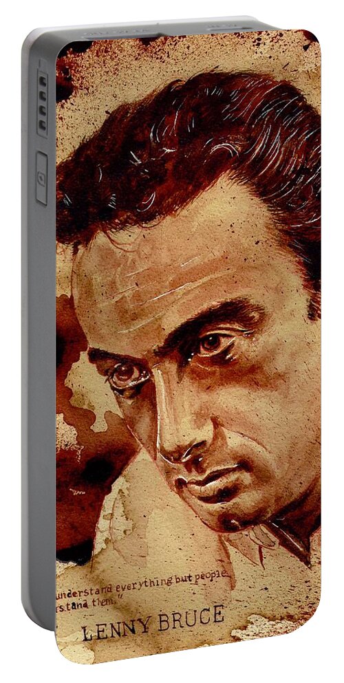 Ryan Almighty Portable Battery Charger featuring the painting LENNY BRUCE dry blood by Ryan Almighty