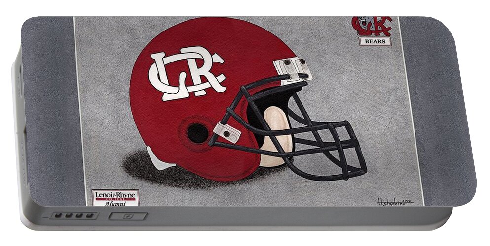  Portable Battery Charger featuring the painting Lenoir-Rhyne Helmet T-shirt by Herb Strobino