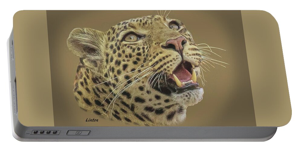 African Leopard Portable Battery Charger featuring the photograph Leopard Tee by Larry Linton