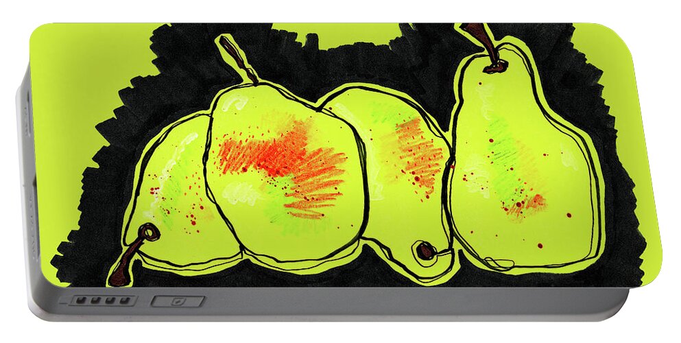 Pears Portable Battery Charger featuring the drawing Les Poires by Tonya Doughty