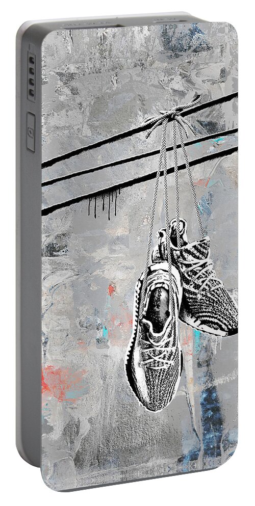 Yeezy Portable Battery Charger featuring the digital art Let the Zebra Hang by Canvas Cultures