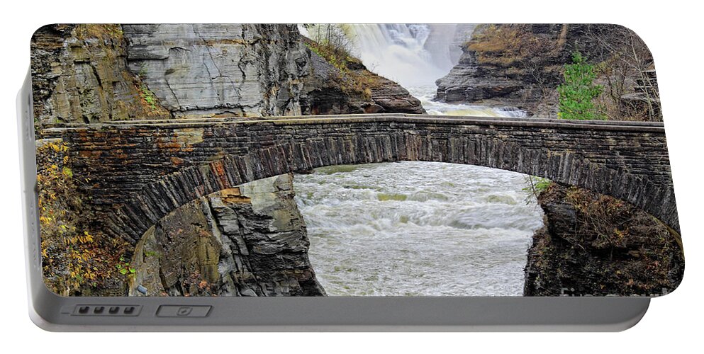 Letchworth Portable Battery Charger featuring the photograph Letchworth Lower Falls by Charline Xia