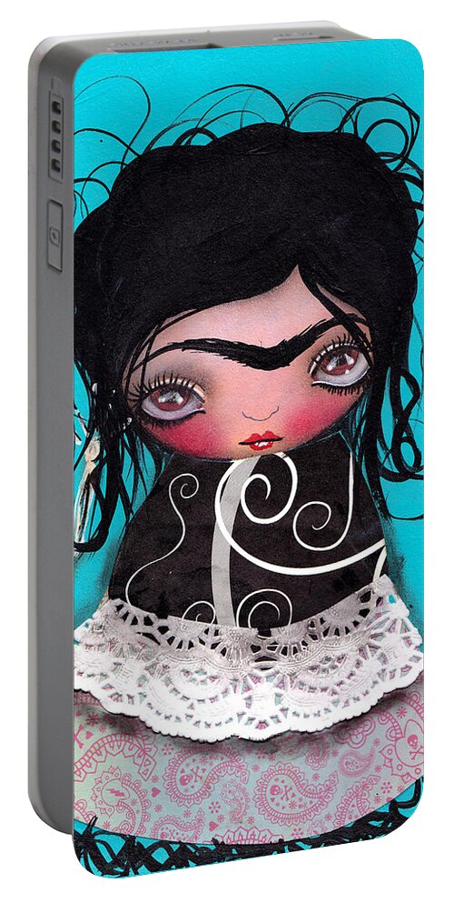 Frida Kahlo Portable Battery Charger featuring the painting Lets go Dancing by Abril Andrade
