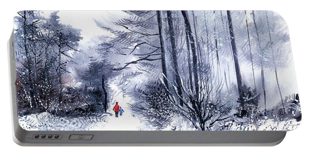Nature Portable Battery Charger featuring the painting Let's go for a walk 2 by Anil Nene