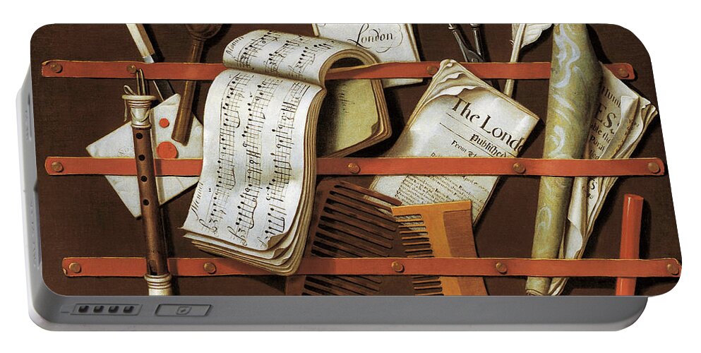Edward Colier Portable Battery Charger featuring the painting Letter Rack by Edward Colier