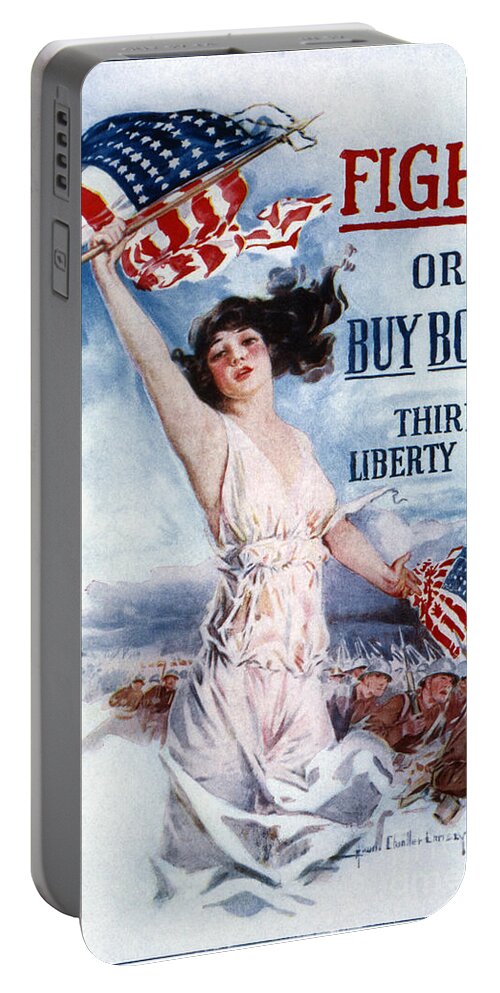 1917 Portable Battery Charger featuring the drawing Liberty Loan, 1917 by Granger