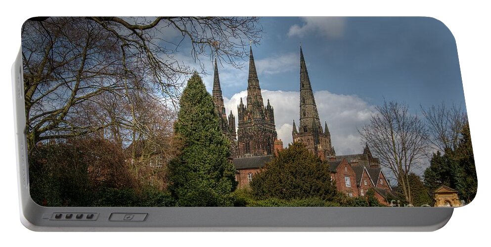 Cathedral Portable Battery Charger featuring the photograph Lichfield Cathedral by MSVRVisual Rawshutterbug