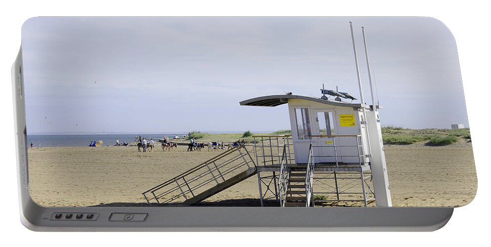 Skegness Portable Battery Charger featuring the photograph Lifeguard Station, Skegness by Rod Johnson