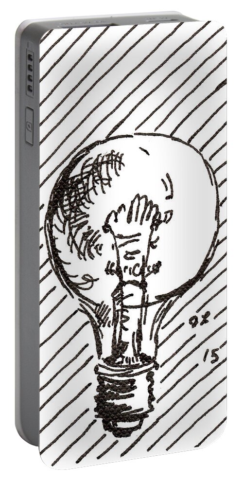 Light Bulb Portable Battery Charger featuring the drawing Light Bulb 1 2015 - ACEO by Joseph A Langley