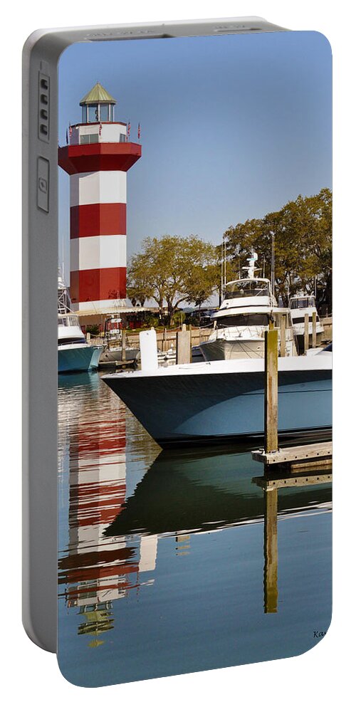 Lighthouse Portable Battery Charger featuring the photograph Light in the Harbor by Kay Lovingood