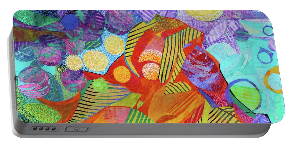 Abstract Landscape Portable Battery Charger featuring the painting Light in the Heights by Polly Castor