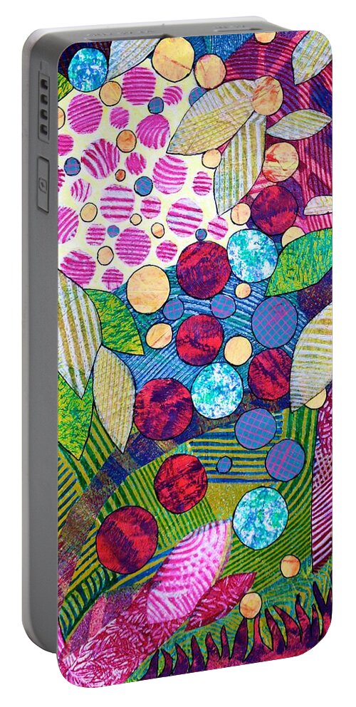 Abstract Landscape Portable Battery Charger featuring the mixed media Light Infused Forest by Polly Castor
