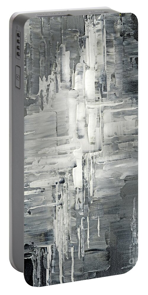 Abstract Portable Battery Charger featuring the painting Light into the Darkness by Tatiana Iliina
