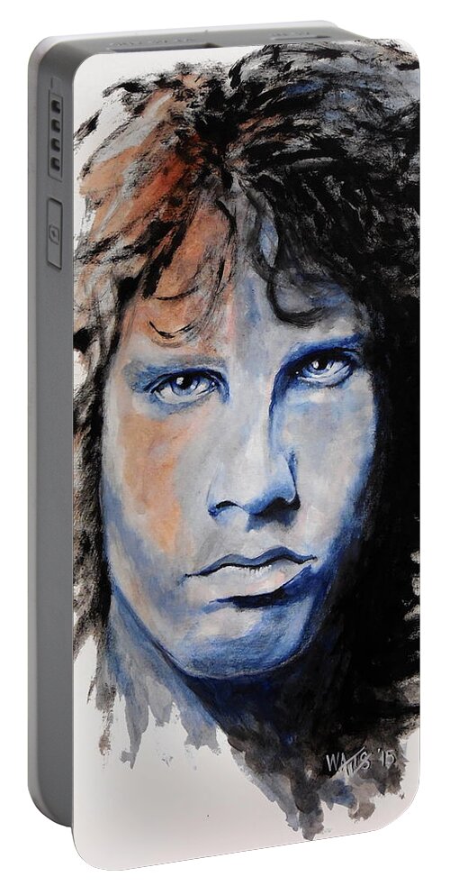 Morrison Portable Battery Charger featuring the painting Light My Fire - Jim Morrison by William Walts